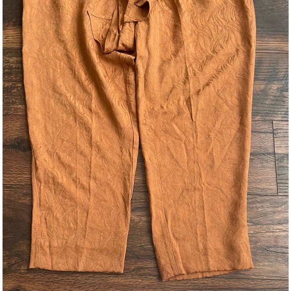 Anthropologie Ett TWA Aubade Jacquard Pants Boho 6 Tie Waist Zip Gold - Picture 6 of 12